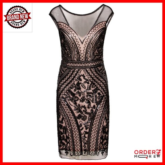 Sequined V-Neck Flapper Cocktail Dress for Prom Party